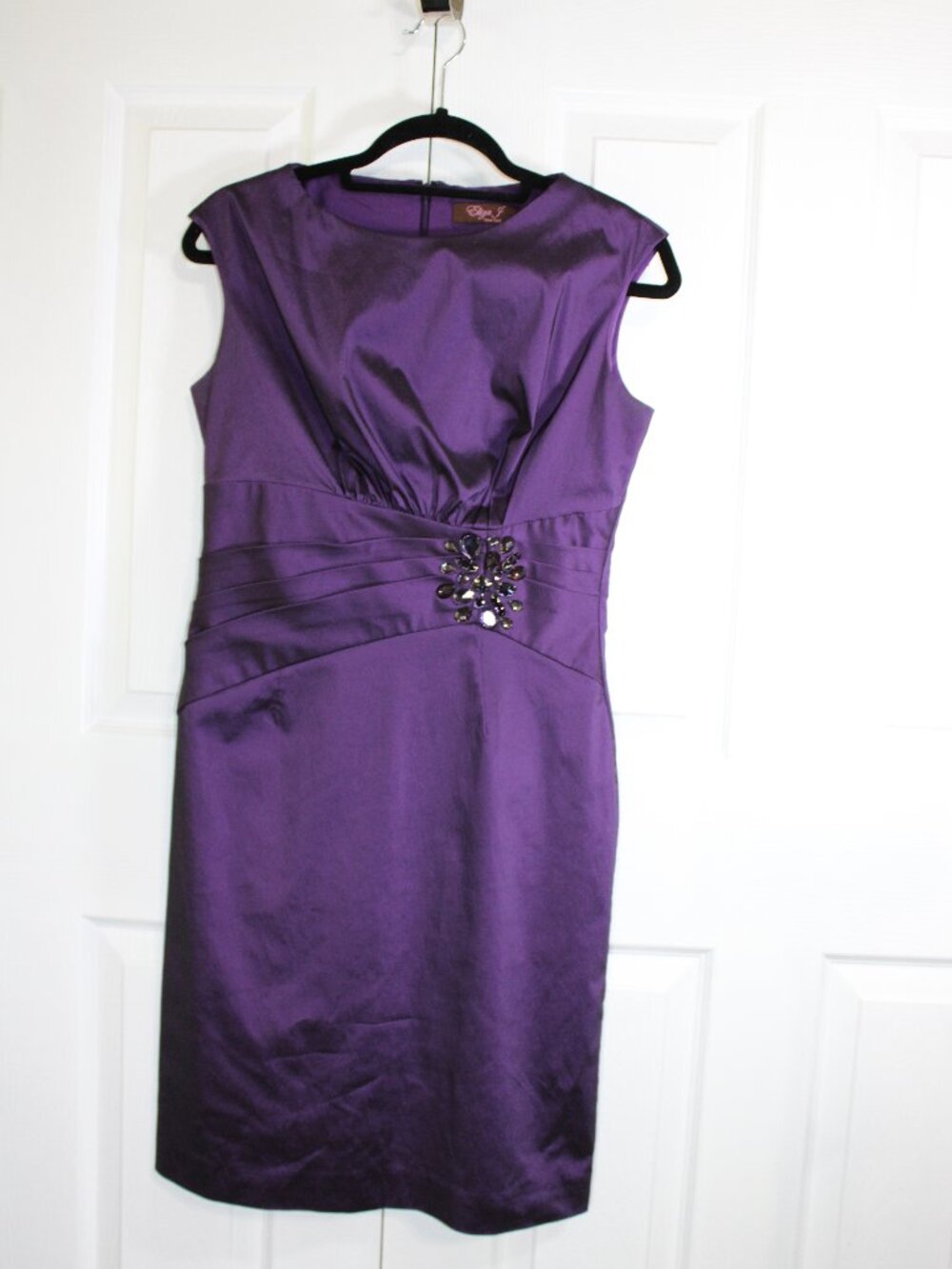 Eliza J New York Pencil Cocktail Midi Dress with Intricate Beaded Waist Accent
